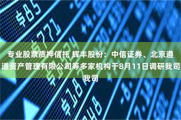 专业股票质押信托 辉丰股份：中信证券、北京遵道资产管理有限公司等多家机构于8月11日调研我司